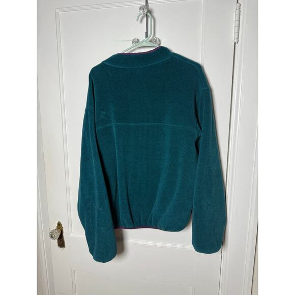 VTG Lands End Fleece Jacket L Green Polartech Quarter Snap Pullover Soft 90s - Picture 7 of 7